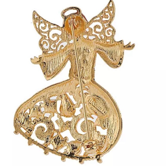 Miriam Haskell Holiday Collection Angel Pin Brooch Rhinestone Enamel - Picture 8 of 9